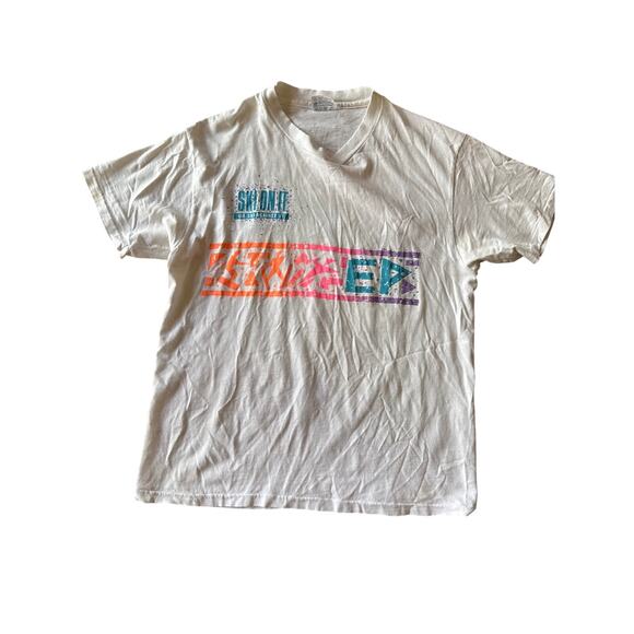 Vintage EP Ski On It Water-sports USA Made Hanes Beefy White M Single Stitch Tee - Picture 1 of 7